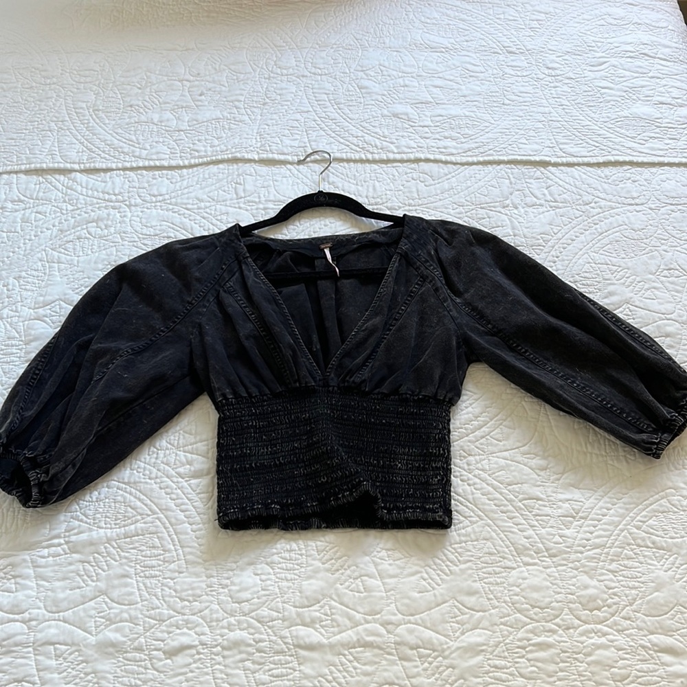 Free People Pamela Denim Blouse